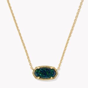 Kendra Scott Elisa Gold & Green Druzy Pendant Necklace NWT Retail:$75